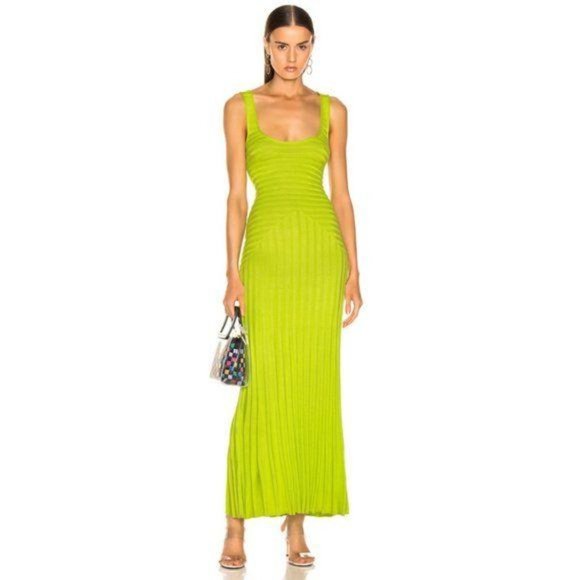 Mara Hoffman Dresses & Skirts - Mara Hoffman Ribbed Bodycon Maxi Dress in Lime - S